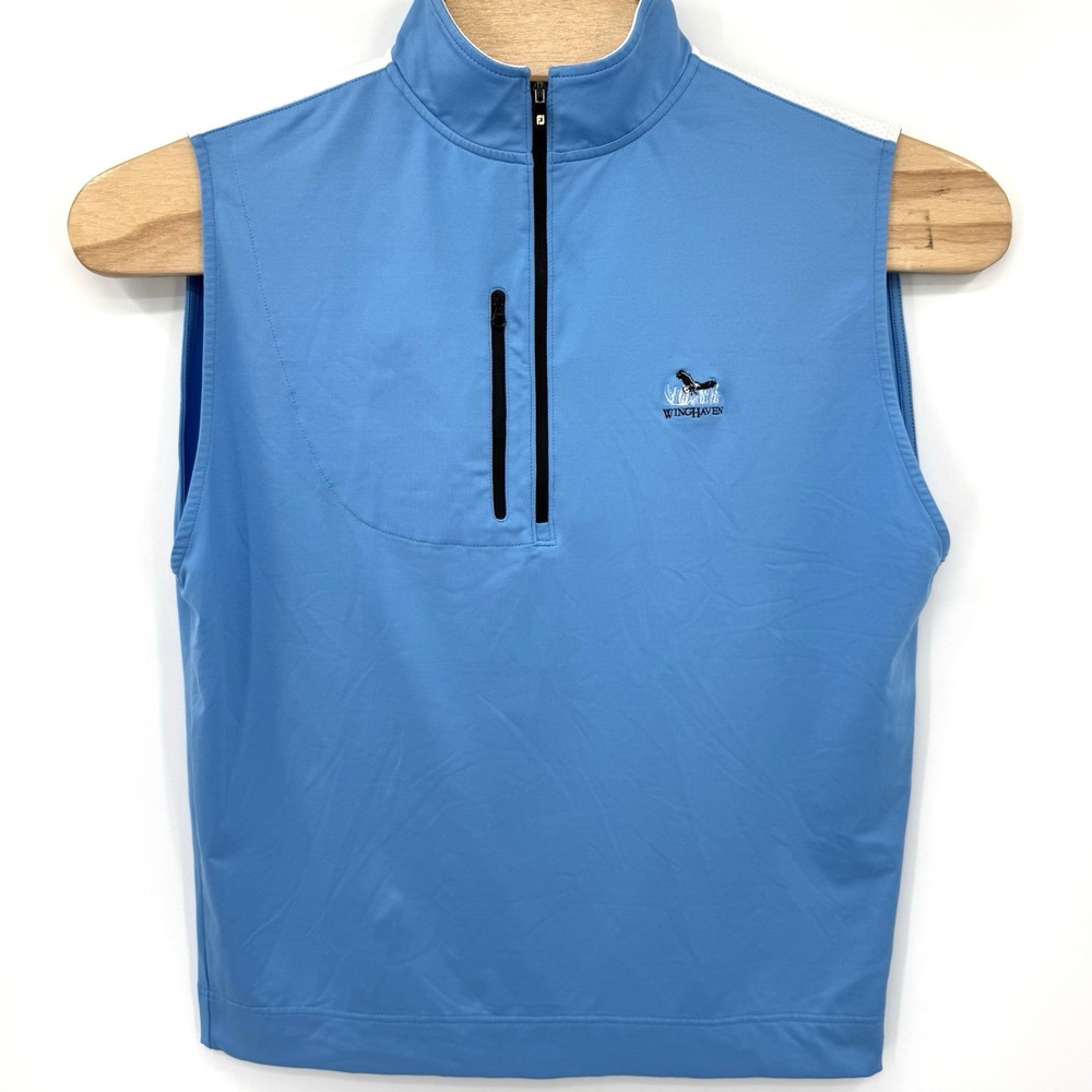 Footjoy Vest Men Medium 1/4 Zip Blue Performance Pullover WingHaven Country Club